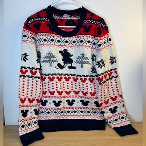 Disney “Junk Food” Fair Isle Red, White and Blue Crew Neck Sweater Woman Medium